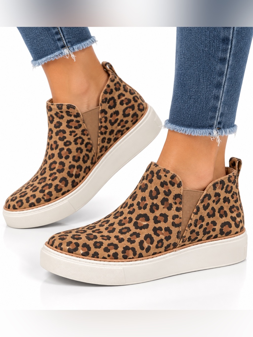 J Slides Leopard-Print Slip-On Sneakers in Brown and Black Brand New in Box 7.5 - Picture 1 of 4
